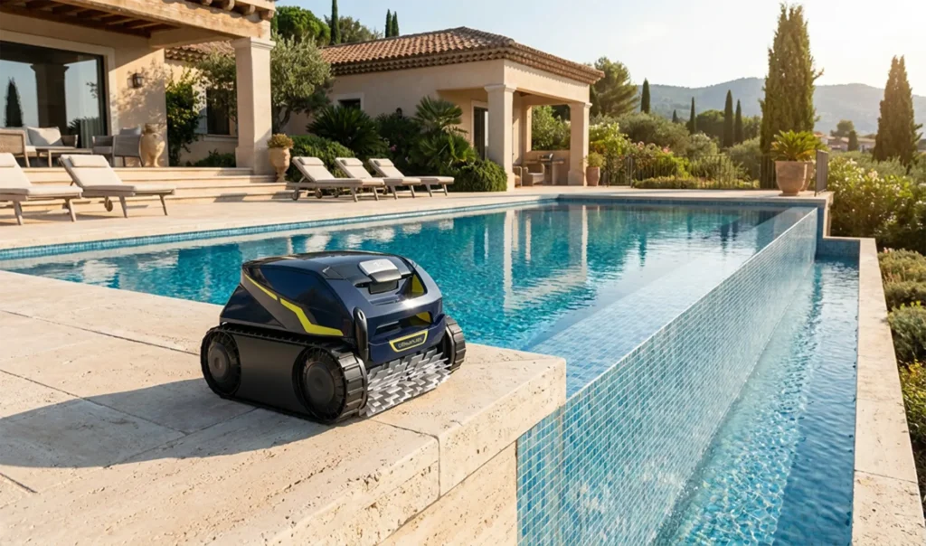 Robot per pulizia piscina a bordo vasca Robot per pulizia piscina a bordo vasca